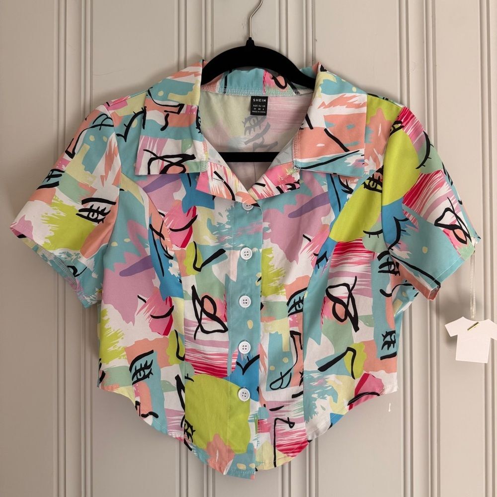 Pink and Blue Crop Top Tropical Vibe